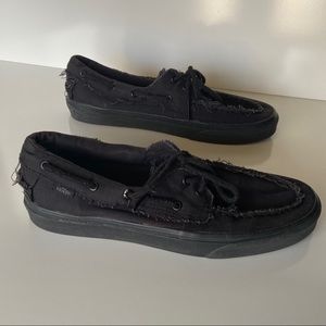 Vans Black Distressed Boat Shoes 